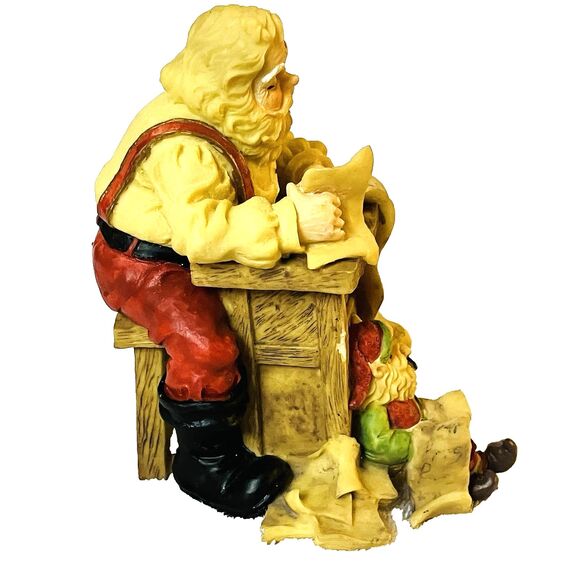 Santa and Elf Vintage Figurine Toys Checking Christmas List 6" Stocking Hanger - Picture 10 of 14